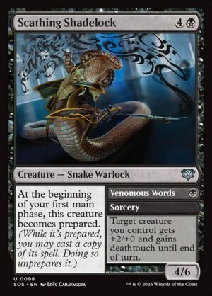 Scathing Shadelock // Venomous Words<br /><span class="collector-number">Collector No. 98</span>
